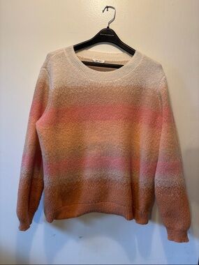Candace Cameron Bure Ombre Crewneck Sweater - Pink, Cream & Brown